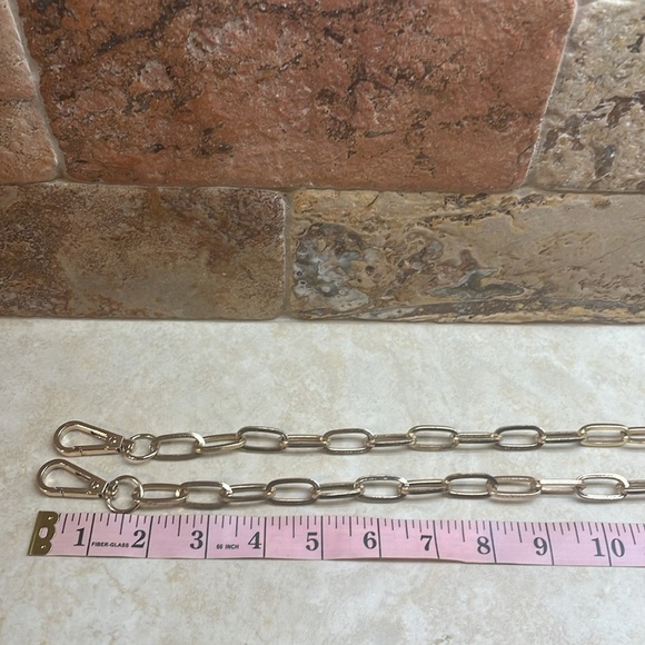 Replacement Strap Chain Crossbody Bag Black Gold Tone Shoulder Purse - Picture 8 of 10